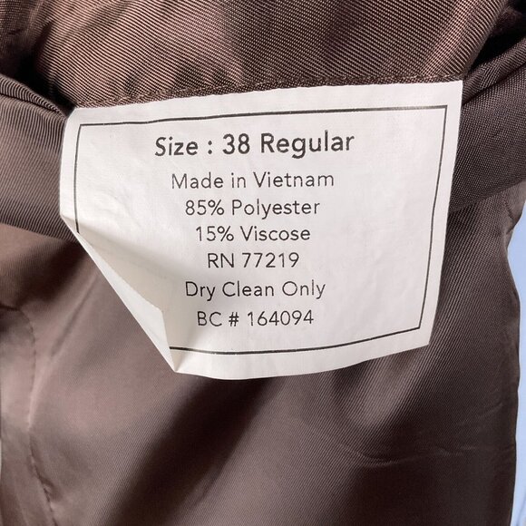 Pronto Uomo Blazer Men 38R Brown Classic Career‎ Polyblend Double Vent Jacket - Picture 8 of 15